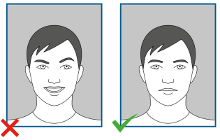 Van links naar rechts: 1. mond is niet gesloten, 2. goede pasfoto